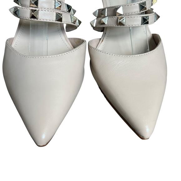 Marc Fisher Nude Beige Jonni Studded Pointy Toe Kitten Heels Size 8 - Picture 4 of 13